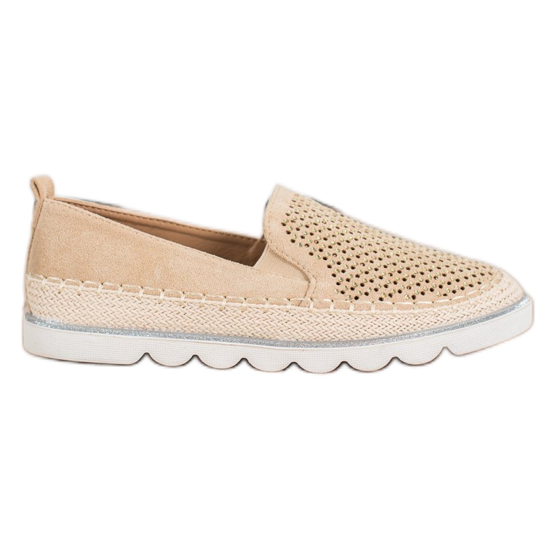 SHELOVET Slipons Ajourés Avec Cristaux beige