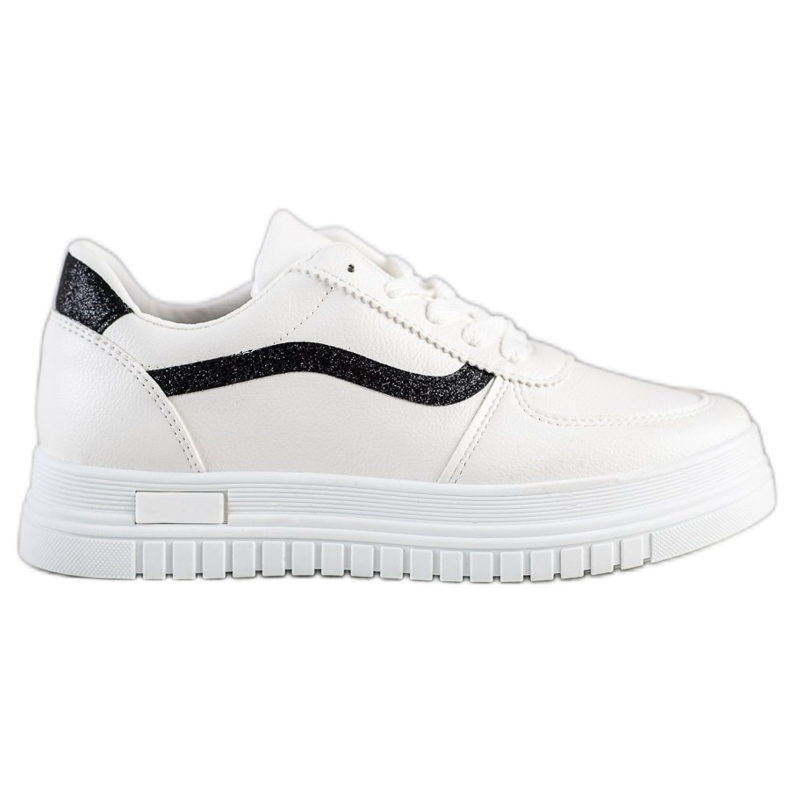 SHELOVET Baskets blanches avec empiècement pailleté