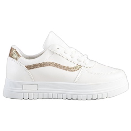 SHELOVET Baskets blanches avec empiècement pailleté