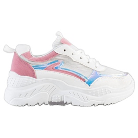SHELOVET Baskets à empiècements roses blanche multicolore SHELOVET Baskets à empiècements roses blanche multicolore