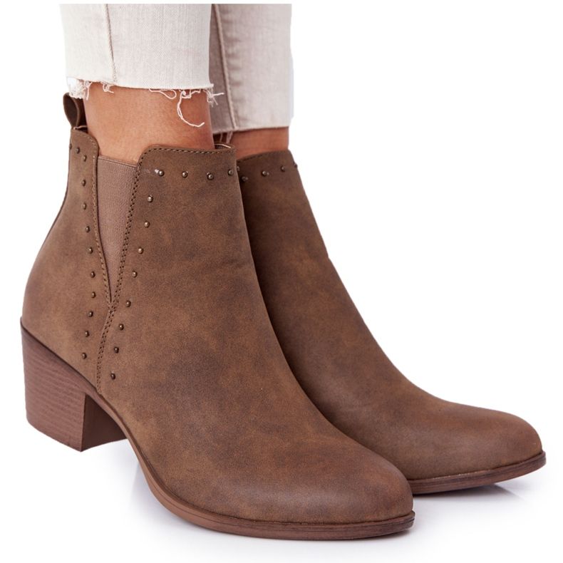 PJ1 Bottines Chaudes Femme Jodhpur boots Khaki Morgan brun