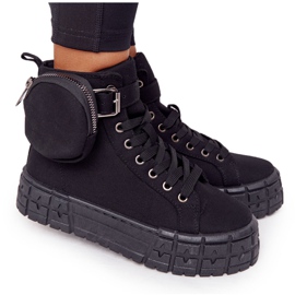 Sneakers pour femmes sur une plate-forme avec du pop-corn noir de rein le noir