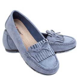 Bleu Mocassins Femme GS11P Bleu