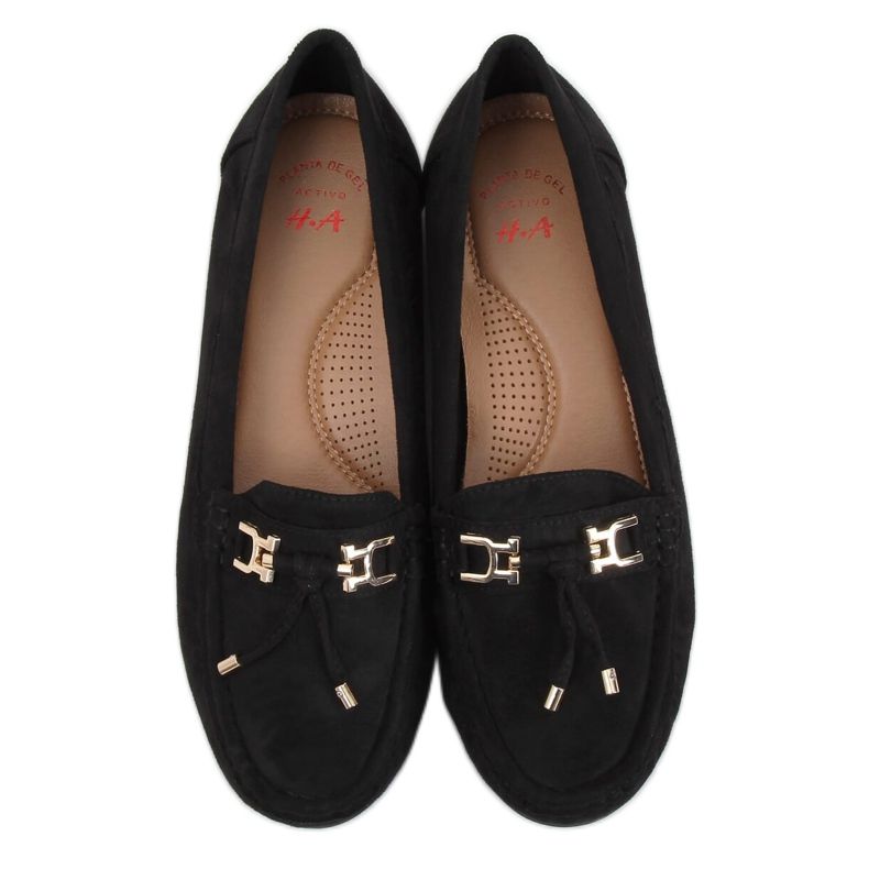 Noir Mocassins femme à plateforme noir H9228 Negro le noir