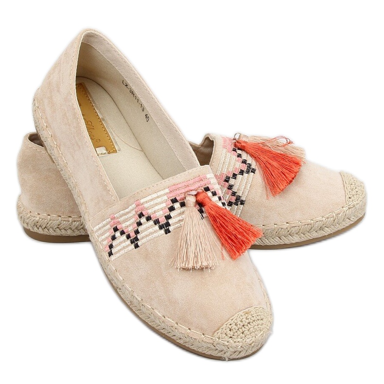 Espadrilles bohème à franges beige LX-3R11 Beige