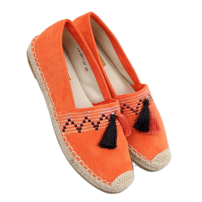 Espadrilles bohème à franges orange LX-3R11 Orange Espadrilles bohème à franges orange LX-3R11 Orange
