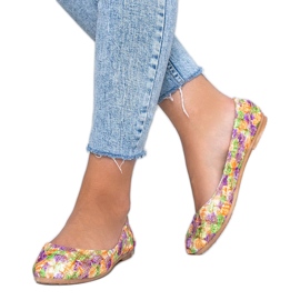 Ballerines beiges brillantes à fleurs Luz violet