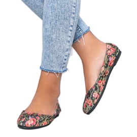 Ballerines noires brillantes à fleurs Luz