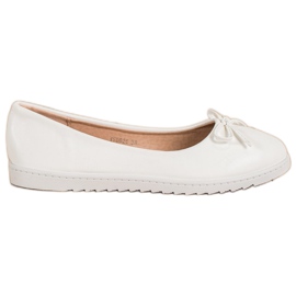 Diamantique Ballerines à la mode avec cuir écologique blanc