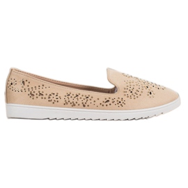 Renda Seigneurs en daim avec cristaux beige