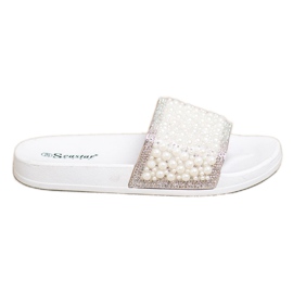 Seastar Pantoufles Élégantes Avec Des Perles blanche
