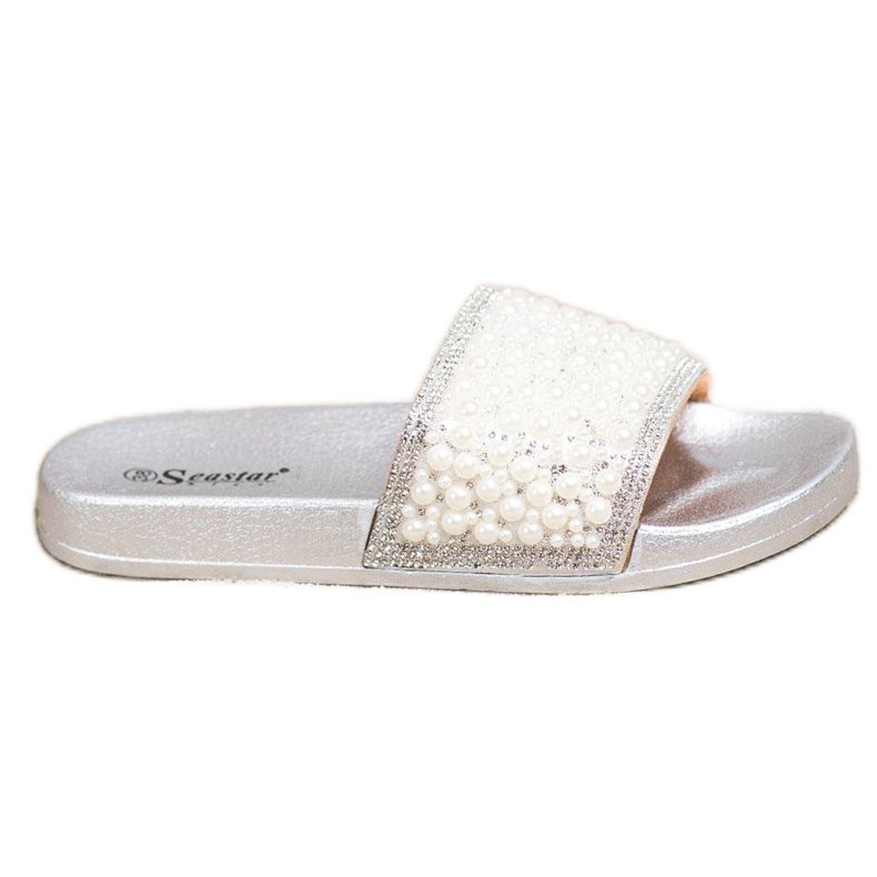 Seastar Pantoufles Élégantes Avec Des Perles argent Seastar Pantoufles Élégantes Avec Des Perles argent