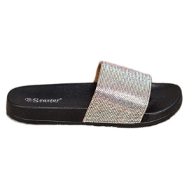 Seastar Pantoufles Avec Cristaux le noir argent