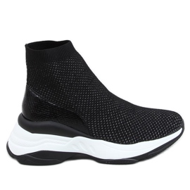 Noir RQ286 Chaussures de sport noires sur talon compensé dissimulé