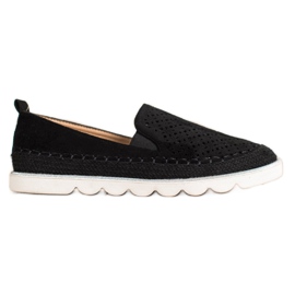 SHELOVET Slipons en daim ajouré le noir