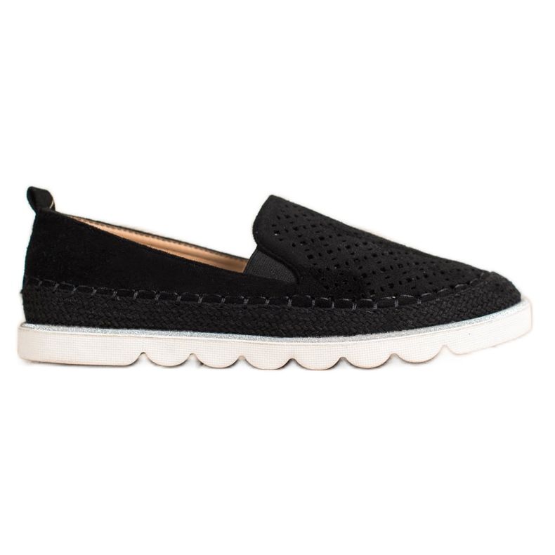 SHELOVET Slipons en daim ajouré le noir