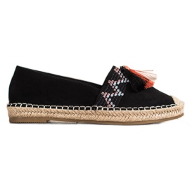 Best Shoes Espadrilles à la mode avec ornements le noir