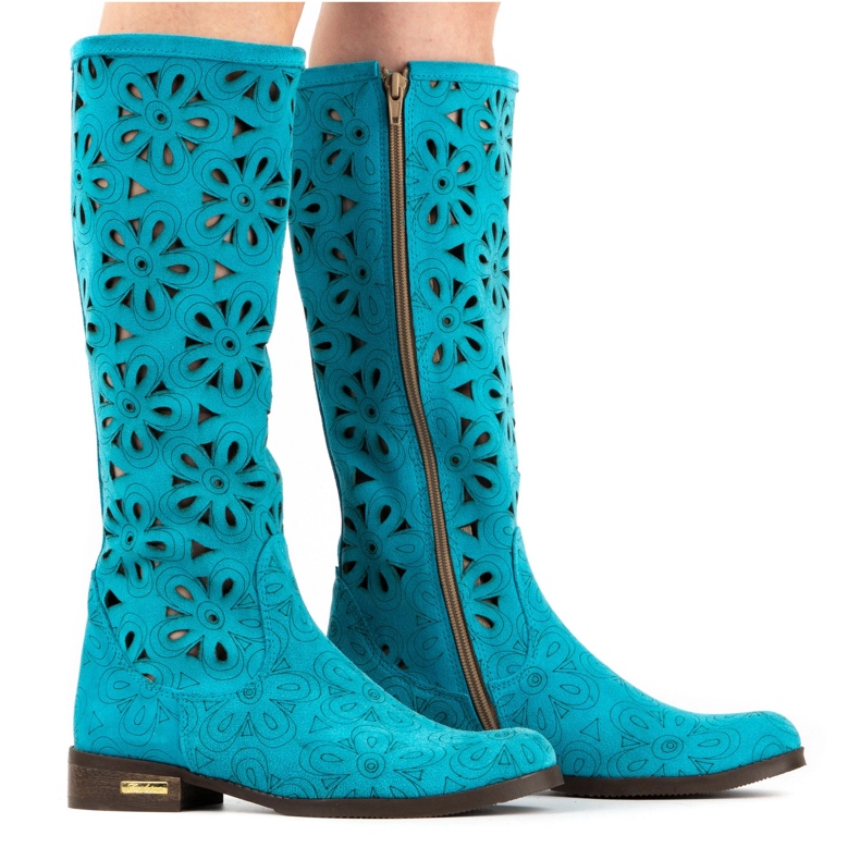 Olivier Bottines ajourées femme turquoise bleu
