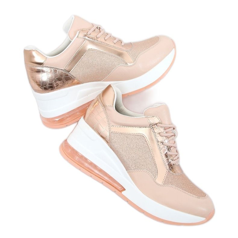 Rose RQ288 Chaussures de sport roses sur talon compensé dissimulé Rose RQ288 Chaussures de sport roses sur talon compensé dissimulé