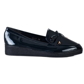 SHELOVET Mocassins Laqués Sur La Plateforme bleu marine