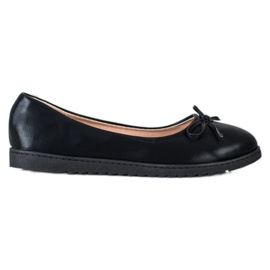 Diamantique Ballerines à la mode avec cuir écologique noir