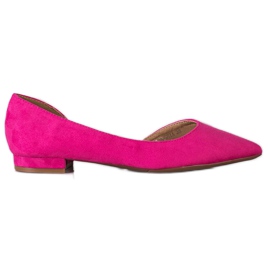 Lovery Ballerines En Daim Avec Découpe rose