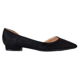 Lovery Ballerines En Daim Avec Découpe le noir