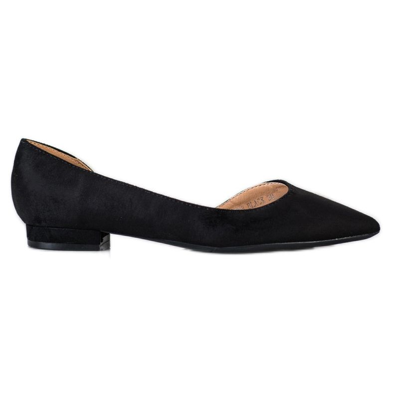 Lovery Ballerines En Daim Avec Découpe le noir