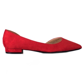 Lovery Ballerines En Daim Avec Découpe rouge