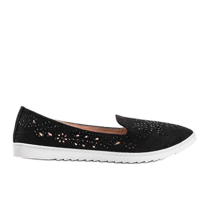 Mocassins noirs ajourés avec oxyde de zirconium Brianna le noir Mocassins noirs ajourés avec oxyde de zirconium Brianna le noir
