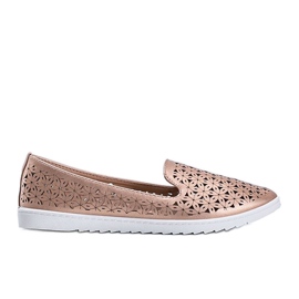Mocassins champagne finition Margari ajourée rose