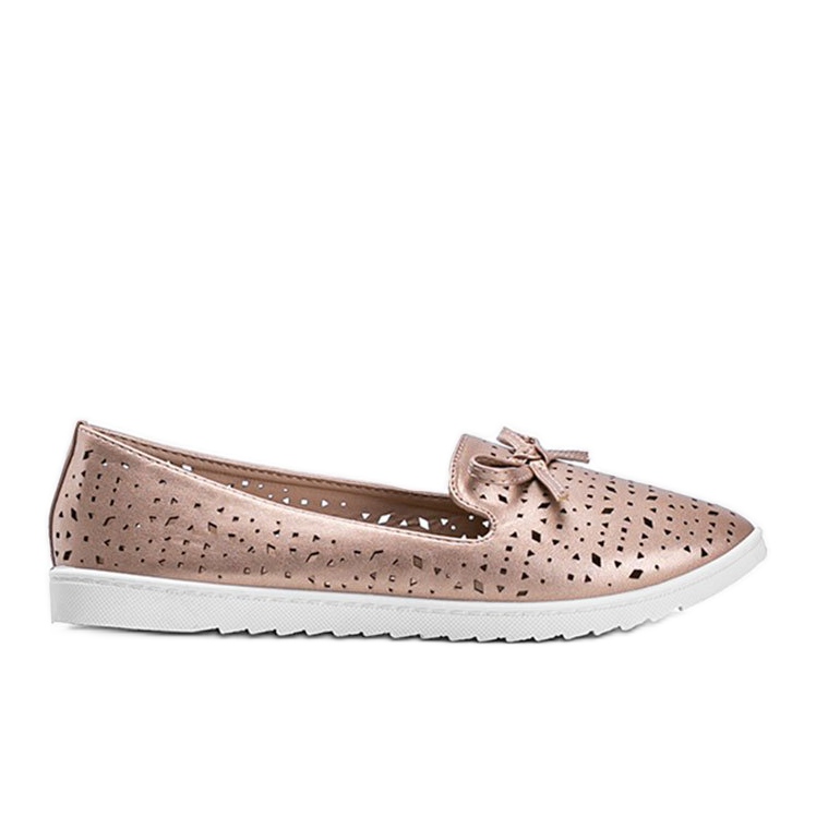 Mocassins champagne finition ajourée Madalyne rose