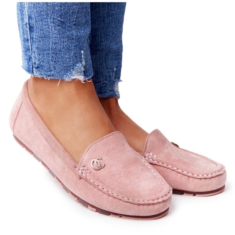 PS1 Mocassins Femme En Daim Rose Madelyn