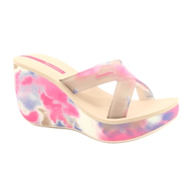 Pantoufles compensées Ipanema 83071 Lipsick Straps VII pour femmes beige bleu rose