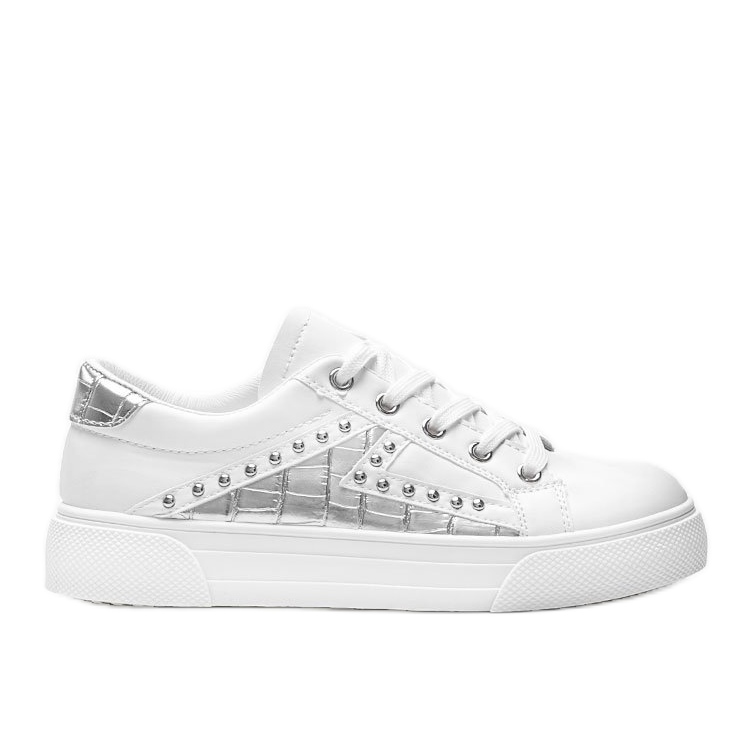 Baskets blanches avec accessoires Gloria argentés Baskets blanches avec accessoires Gloria argentés