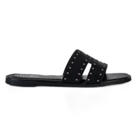 Filippo Pantoufles en cuir écologique noir le noir