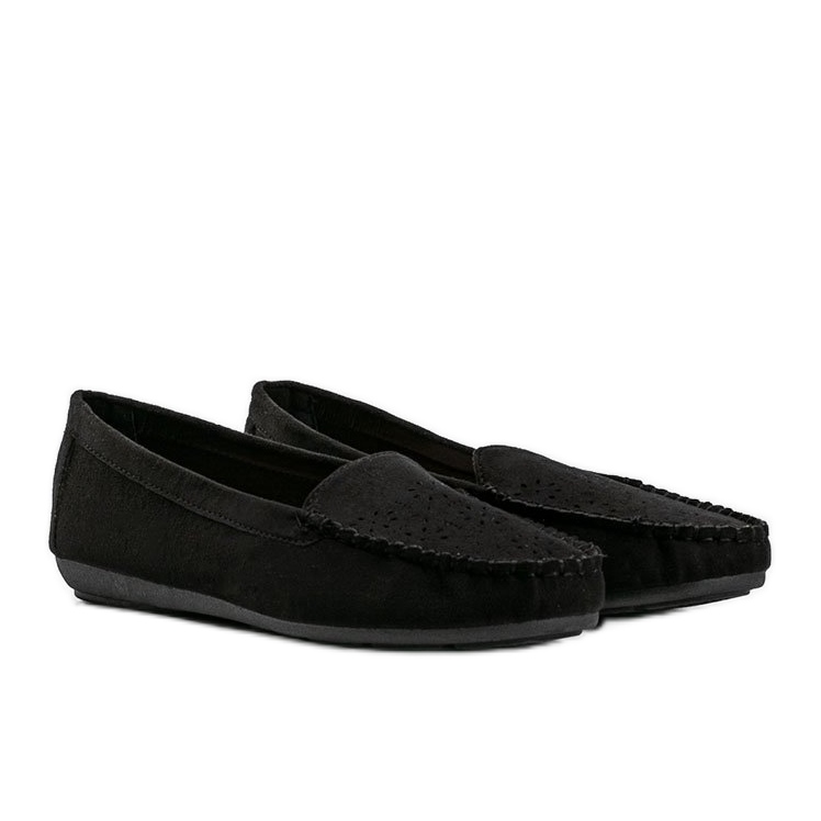 Mocassins noirs à bout ajouré Justine le noir
