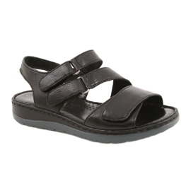 Caprice Sandales en cuir confortables avec velcro 28152-26 noir
