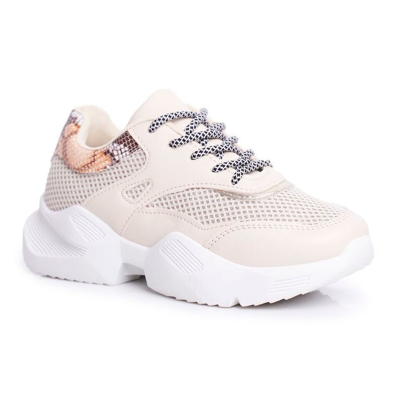 PS1 Chaussures Sport Femme Snakeskin Beige Giselle brun d'or