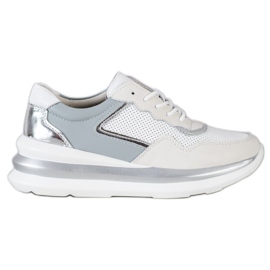ARTIKER Chaussures de sport en cuir à lacets blanc gris multicolore