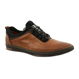 Polbut Chaussures décontractées en cuir pour hommes K24 1337 brun