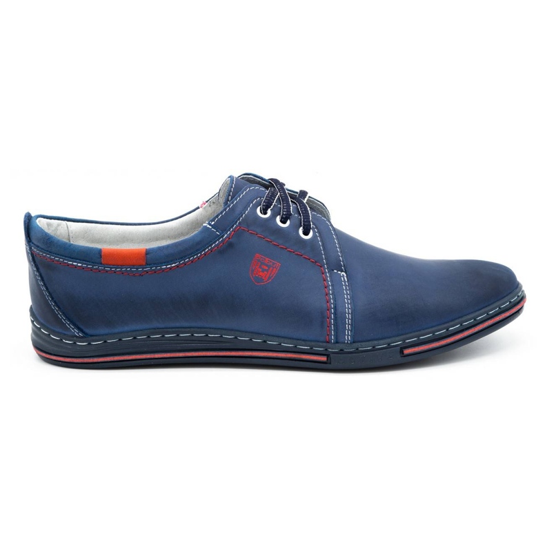 Polbut Chaussures en cuir masculin 343 bleu marine