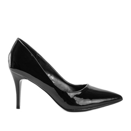 Escarpins classiques laqués noirs sur le talon aiguille Allyssa le noir