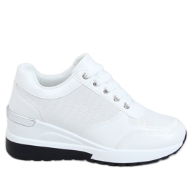 Blanc MY-2717 Chaussures de sport blanches sur un talon compensé caché