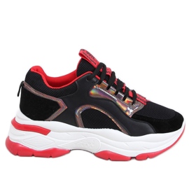Chaussures de sport noires R12YD518-11 NOIR / ROUGE