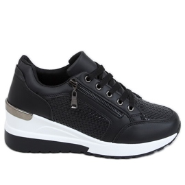 Noir MY-2716 Chaussures de sport noires sur talon compensé caché