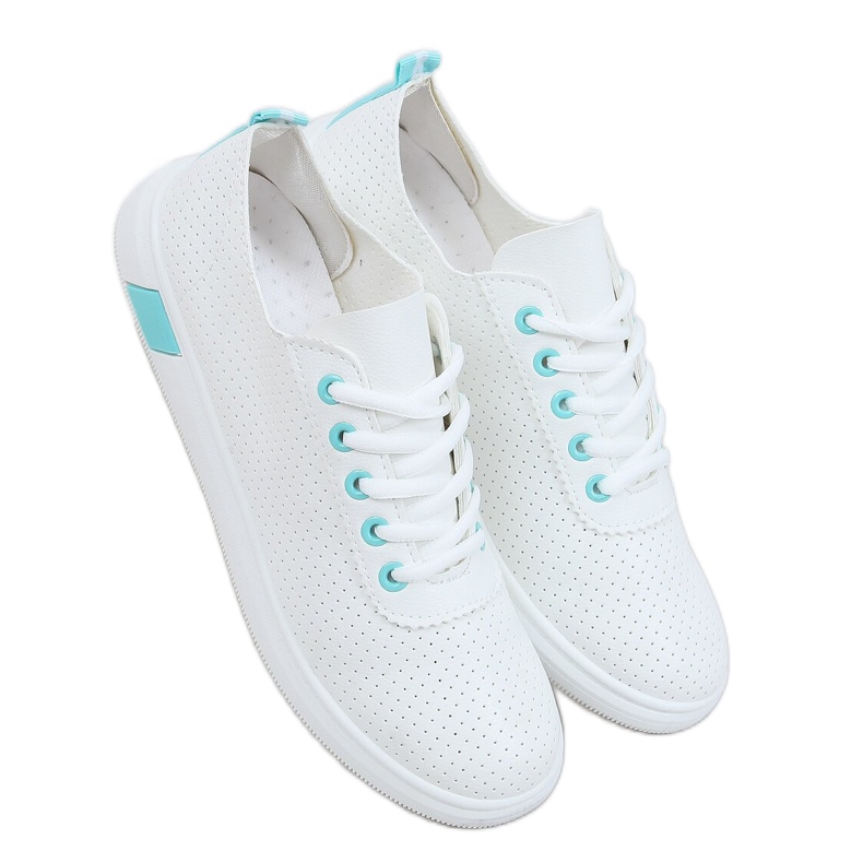 Baskets femme blanches et bleues LA42 Bleu