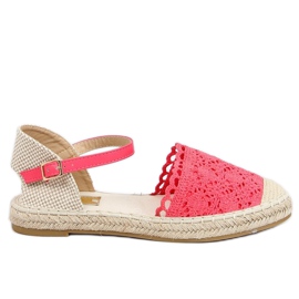 Espadrilles en dentelle framboise LX201 Rouge rose Espadrilles en dentelle framboise LX201 Rouge rose