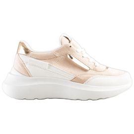 SHELOVET Baskets en daim élégantes beige blanche