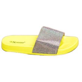 Seastar Pantoufles Avec Cristaux d'or jaune